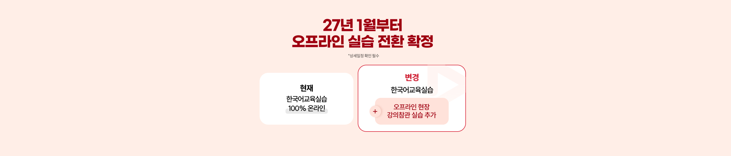 27년 1월부터 오프라인 실습 전환 확정. *상세일정 확인 필수