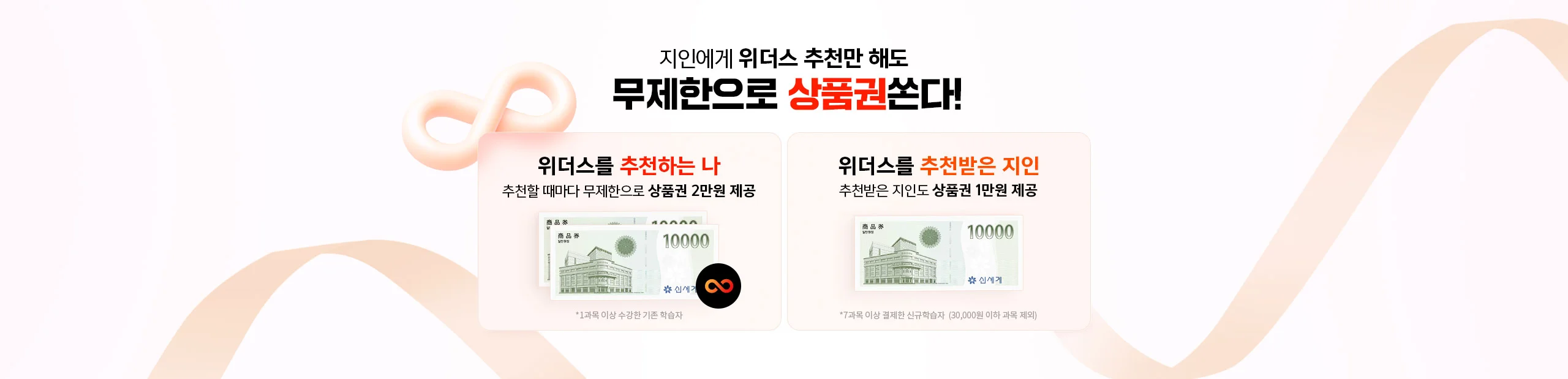 지인에게 위더스를 추천만 해도 무제한으로 상품권 제공!