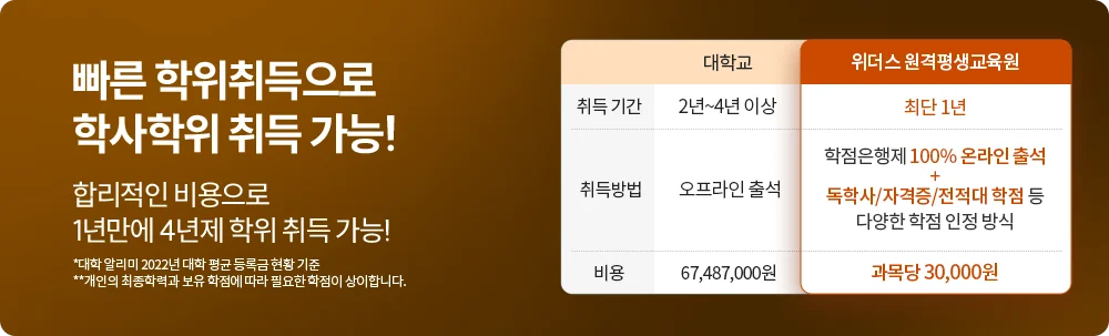 빠른 학위취득으로 학사학위 취득 가능!