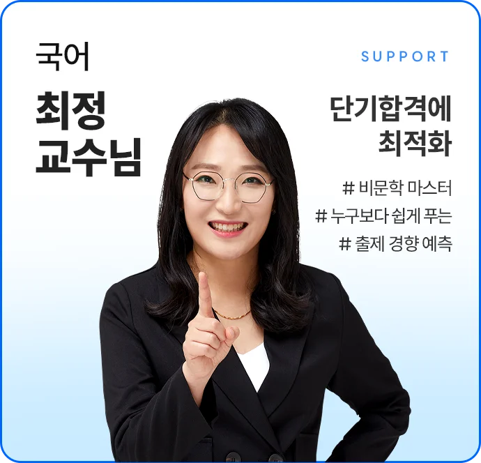 국어 최정 교수님 막힘없이 술술 푸는 SKILL 단기합격에 최적화 비문학 마스터 누구보다 쉽게푸는 출제 경향 예측